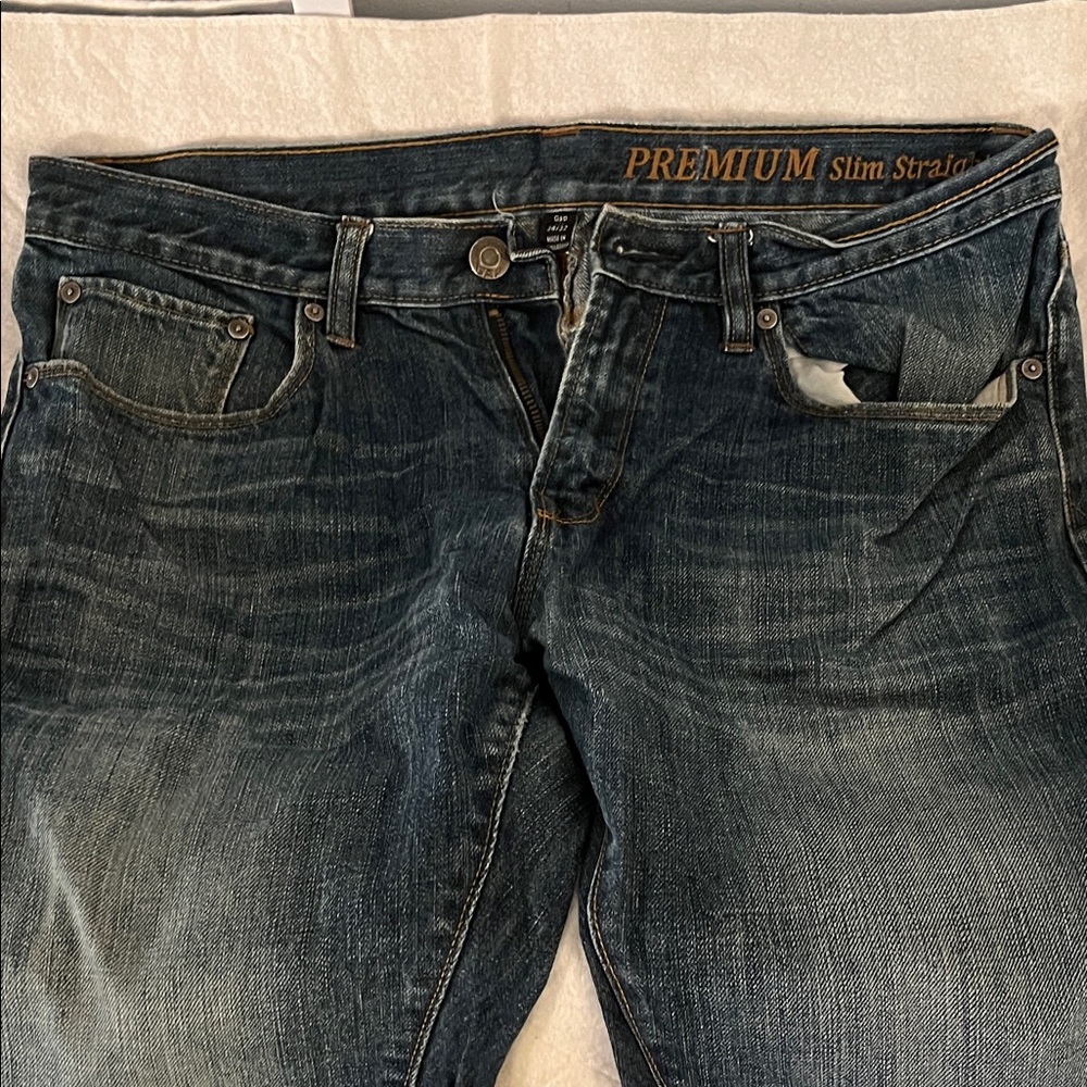GAP Premium Slim Straight Men's Jeans - Dark Blue